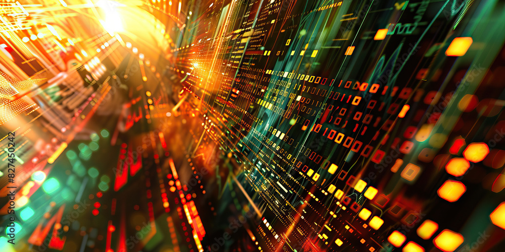 Poster market momentum: abstract financial patterns - a dynamic and colorful abstract representation of fin