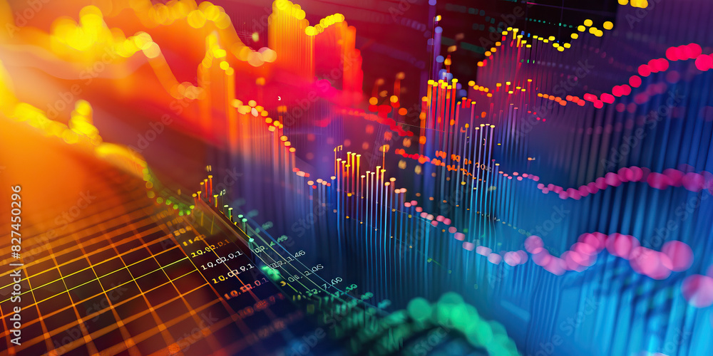 Poster market momentum: abstract financial patterns - a dynamic and colorful abstract representation of fin