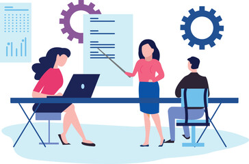 The girl is giving a business presentation.