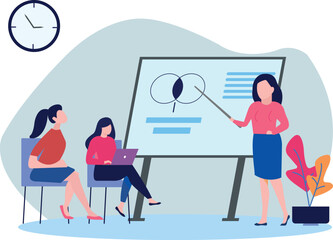 The girl is giving a business presentation.