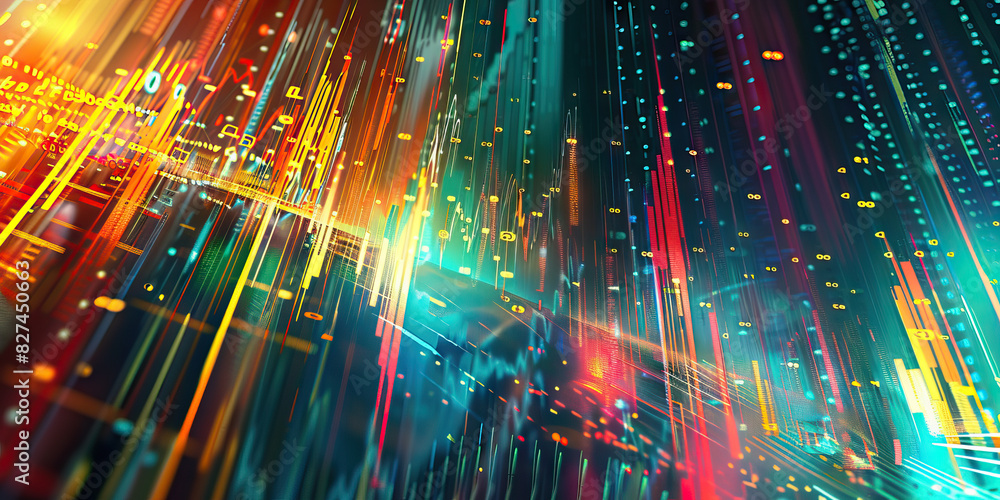 Poster market momentum: abstract financial patterns - a dynamic and colorful abstract representation of fin