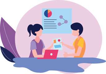 The girls are working on a chart graph.