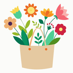 Flowers in craft bag vector illustration 