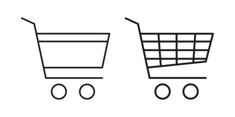 checkout shopping cart icon vector, Trolley Cart Icon Vector, Full and empty shopping cart symbol, shop and sale, vector illustration
