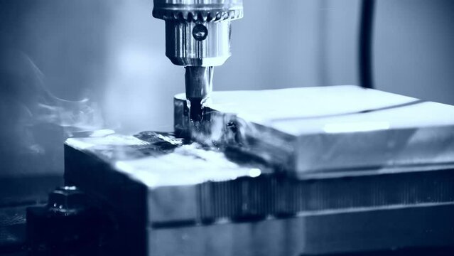 CNC machine drill on metal processing