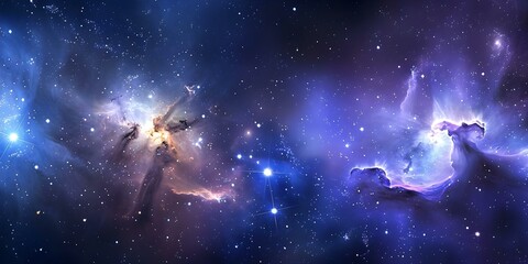 Fototapeta premium Purple Cosmic Scene with Glittering Stars: Nebula Milky Way Backdrop. Concept Cosmic Photography, Purple Nebula, Milky Way Backdrop, Glittering Stars, Purple Cosmos,