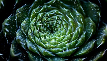 Fototapeta premium Closeup photography of a spiral aloe plant, with its leaves forming a natural swirling vortex pattern, knolling