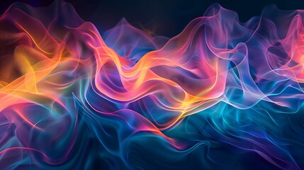 Naklejka premium Abstract Holographic Futuristic Innovation: Vibrant Colors Merge with Cutting-Edge Technology, Creating a Captivating Vision of Tomorrow's World in a Single Image