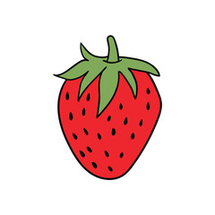 Hand drawn doodle strawberry icon on white background.
