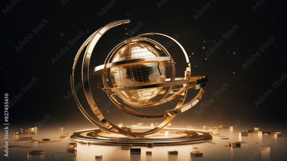 Poster golden globe on a black background