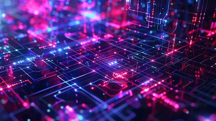 Fototapeta premium Vibrant Neon Tunnel: Futuristic Exploration of Abstract Dimensions Illuminated by Glowing Lights, Leading Through a Surreal Journey of Color and Innovation