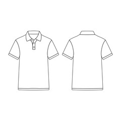 back front short sleeve polo mockup vector illustration