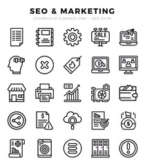 Set of Lineal SEO & Marketing Icons. Lineal art icon. Vector illustration