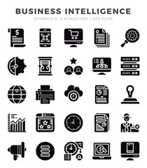 Business Intelligence. Glyph icons Pack. vector illustration.
