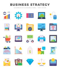 Set of Flat Business Strategy Icons. Flat art icon. Vector illustration