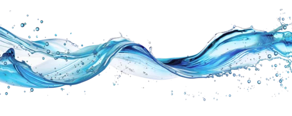 Foto op Canvas Abstract blue water wave splash on white background, perfect for design, art, and commercial use. © paweena