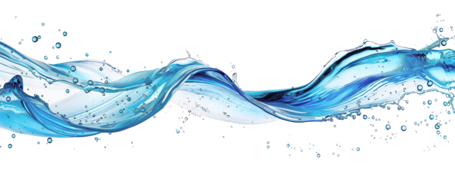 Abstract blue water wave splash on white background, perfect for design, art, and commercial use.