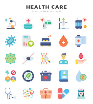 Set of HEALTH CARE Icons Flat icons collection.