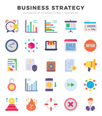 Simple Set of Business Strategy Related Vector Flat Icons.