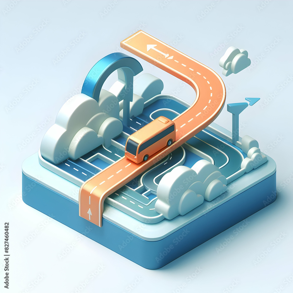 Aufkleber glossy transportation data points: abstract 3d flat icon representing precision and innovation in tr