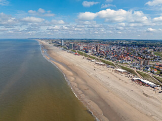 Aerial from the city Zandvoort aan Zee at the North Sea in the Netherlands