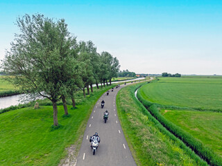Aerial from the eleven cities motorcycle tour in Friesland the Netherlands