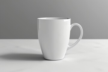 Obraz premium Modern White Ceramic Mug on Grey Background with Soft Shadow