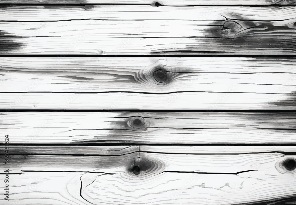 Wall mural Black and white wood texture background. wood pattern on white background, wooden textured, wood overlay, Grunge background. Wood planks wall in black and white. Gray, Grunge Texture. 