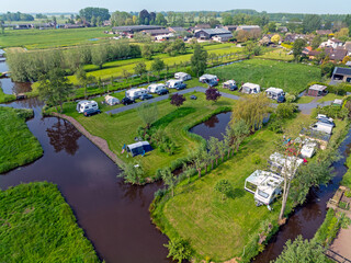 Fototapeta na wymiar Aerial from a camping in the Netherlands in springtime