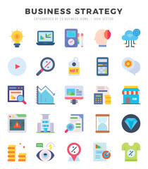 Business Strategy web icons in Flat style.