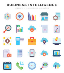 Set of Flat Business Intelligence Icons. Flat art icon. Vector illustration