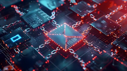 Blockchain Encrypted Digital Envelope Design Representing Secure Communication and Transparency