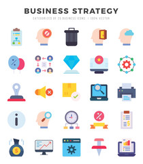 Business Strategy icons set. Collection of simple Flat web icons.