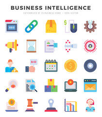 Business Intelligence icons set for website and mobile site and apps.