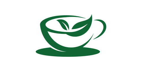 green tea logo design, cup, herbal, tea, organic, leaf, logo design icon, symbol, vector, creative, idea.