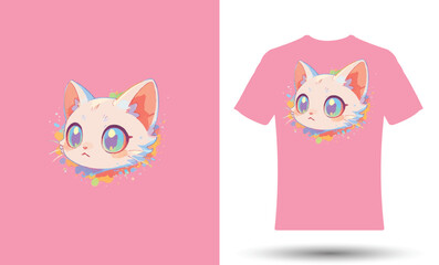 cute cat with t shirt design
