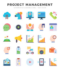 Project Management icons Pack. Flat icons set. Project Management collection set. Simple vector icons.