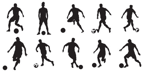 Football Player Silhouettes Set isolated on white background