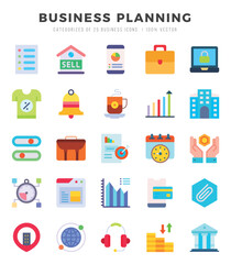 Business Planning icons Pack. Flat icons set. Business Planning collection set. Simple vector icons.