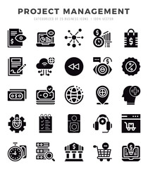Project Management Icon Pack 25 Vector Symbols for Web Design.