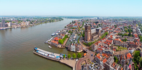 Aerial panorama from the city Dordrecht in the Netherlands