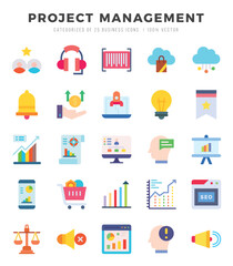 Simple Set of Project Management Related Vector Flat Icons.