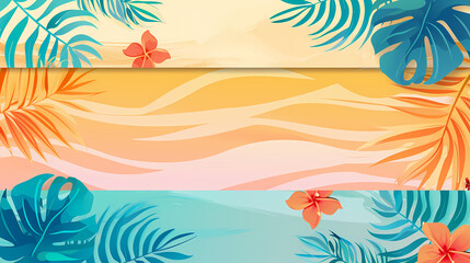 Obraz premium Summer holiday banners set vector image.Summer vacation loungers on sea beach landscape vector image