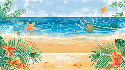 Summer holiday banners set vector image.Summer vacation loungers on sea beach landscape vector image