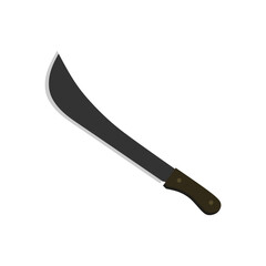 panga machete flat design vector illustration isolated on white background. Military hunting knives, Combat weapon blades. Trapper sword and hunter knife blades. Protection concept. Warrior blades