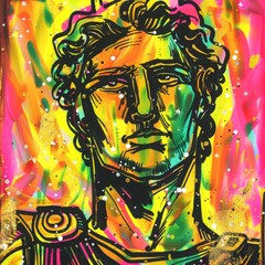 Fototapeta premium Epic Abstract Figure from Ancient Mythology Portraying Stoic Stoicism Existence with Timeless Classicism and Stoical Expressionism