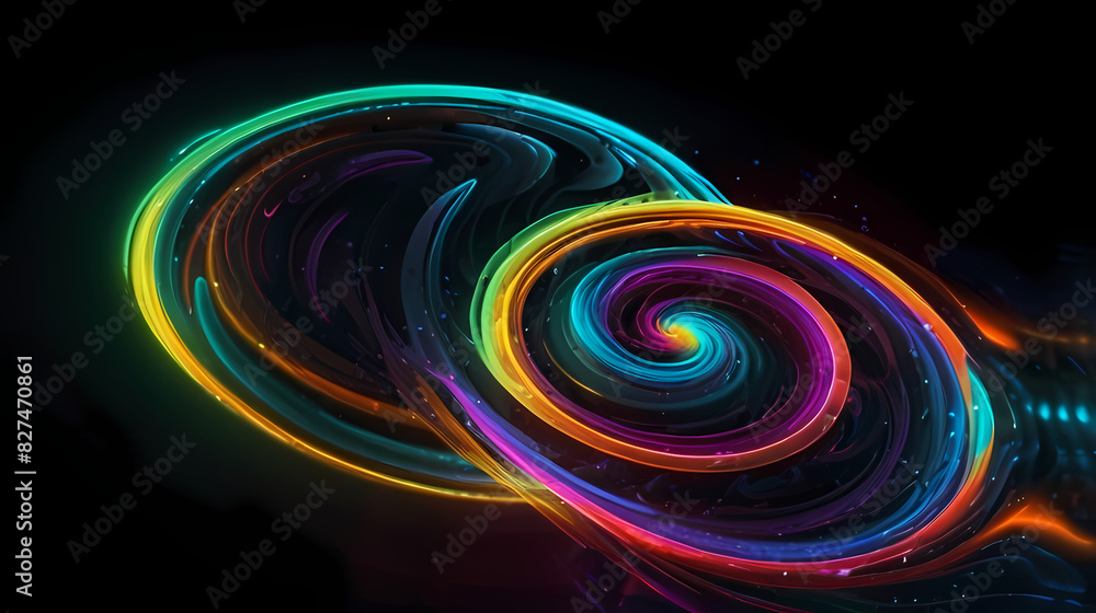 Wall mural Abstract Neon Lighting In The Shape Of Spiral Background