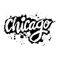 Chicago.  Hand drawn lettering. Vector illustration.