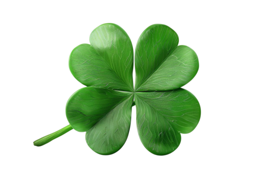 High-quality image of a four-leaf clover symbolizing good luck and fortune. Ideal for Saint Patrick's Day and nature-related themes.
