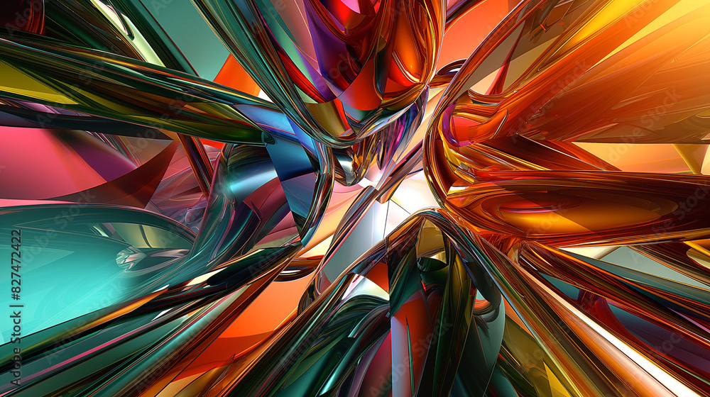 Poster 5. **abstract exploration**: showcase an abstract 3d artwork that invites viewers to explore a kalei